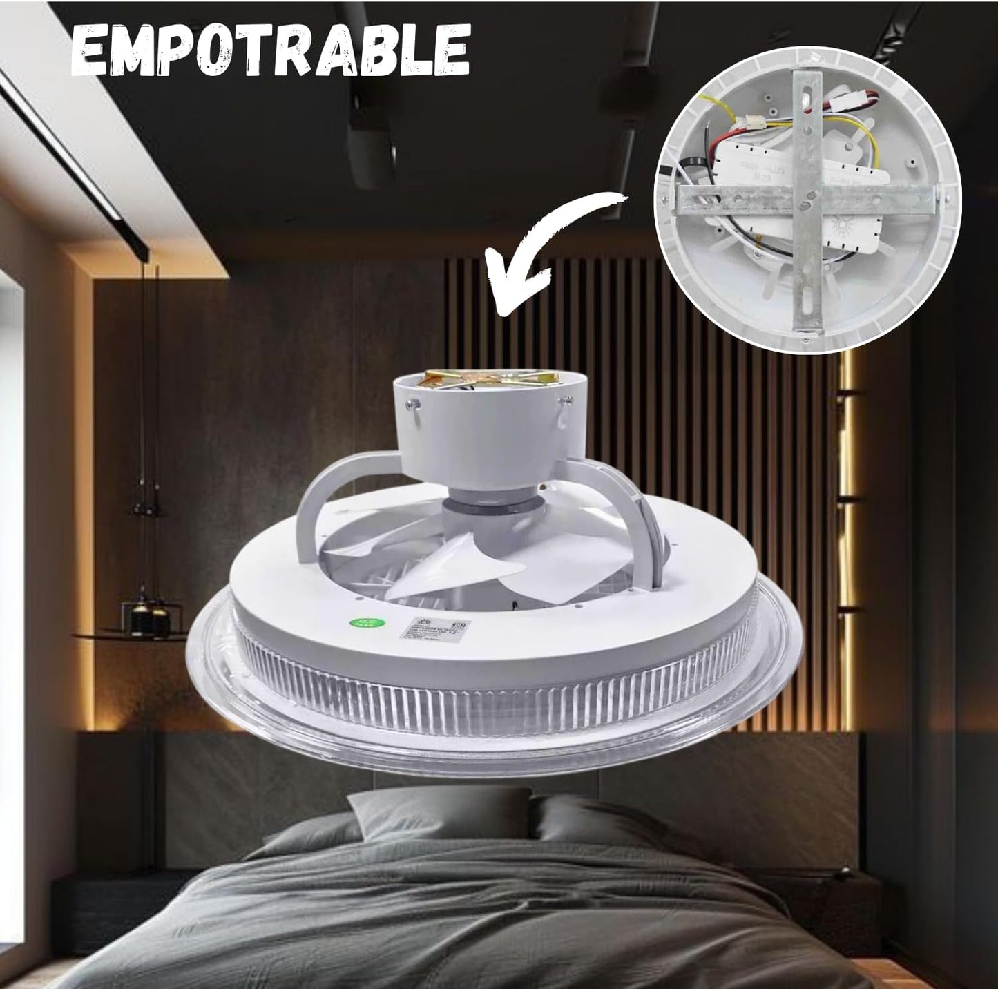 Ventilador de Techo con Luz Mega Luz 12" - Modelo MTC-16 (F60061)