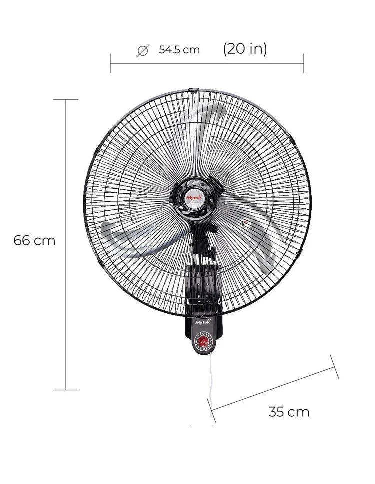 Mytek 20" - Ventilador de pared negro/plata modelo 3420