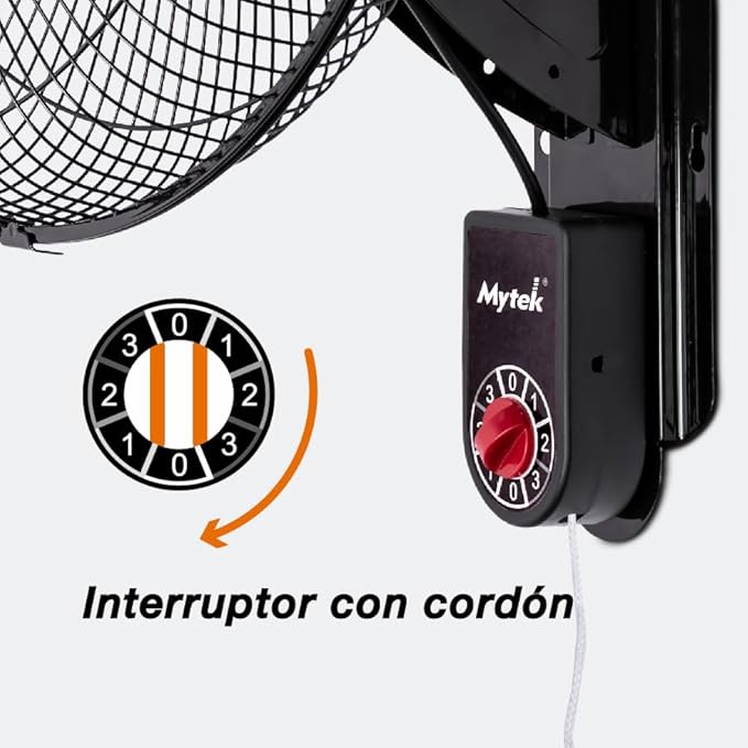 Mytek 20" - Ventilador de pared negro/plata modelo 3420 Súper