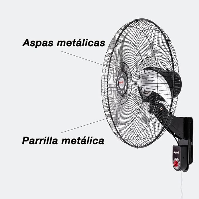 Mytek 20" - Ventilador de pared negro/plata modelo 3420 Súper