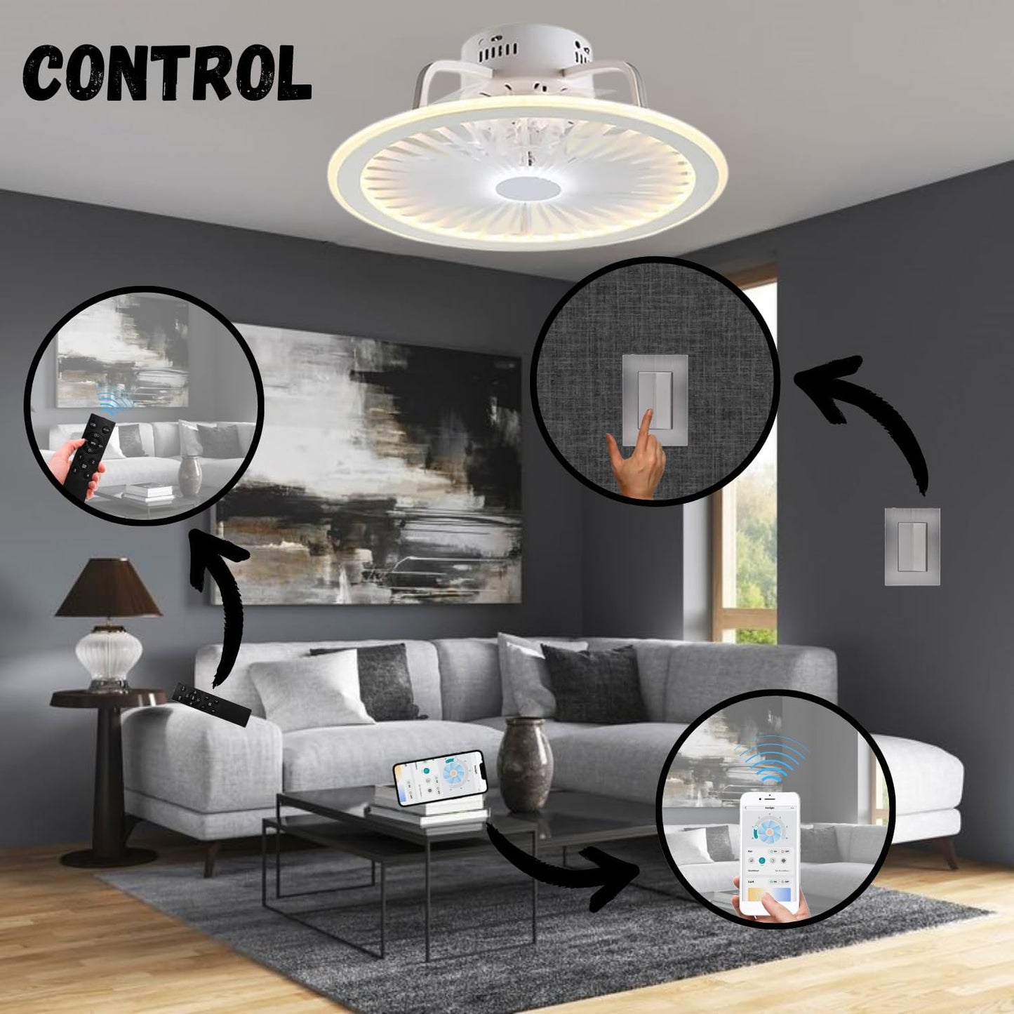 Ventilador de Techo con Luz Mega Luz 12" - Modelo MTC-27 (F60060)
