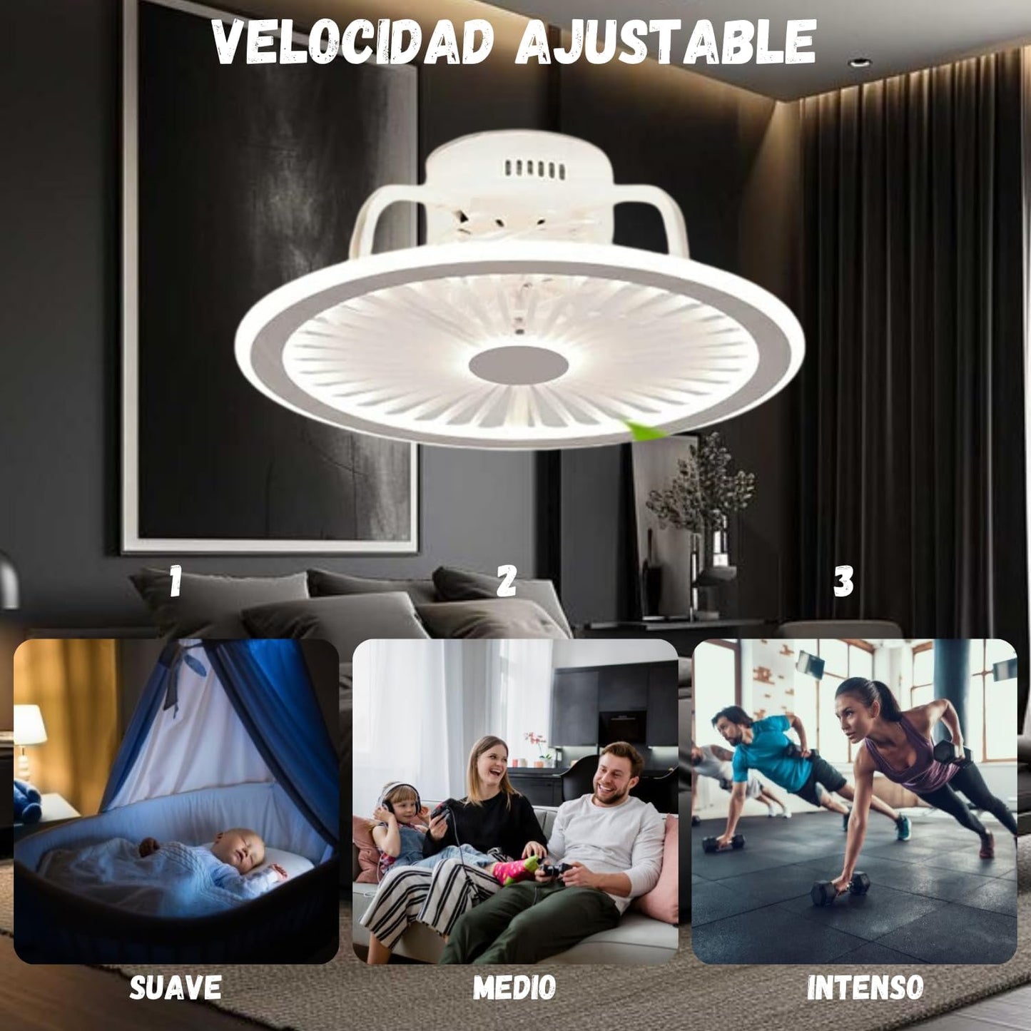 Ventilador de Techo con Luz Mega Luz 12" - Modelo MTC-27 (F60060)