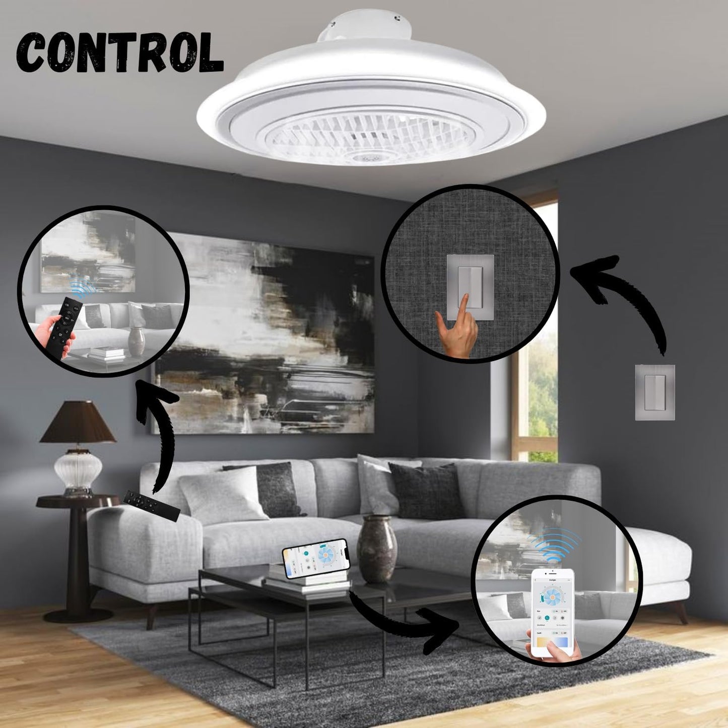 Ventilador de Techo con Luz Mega Luz 12" - Modelo MTC-16 (F60061)