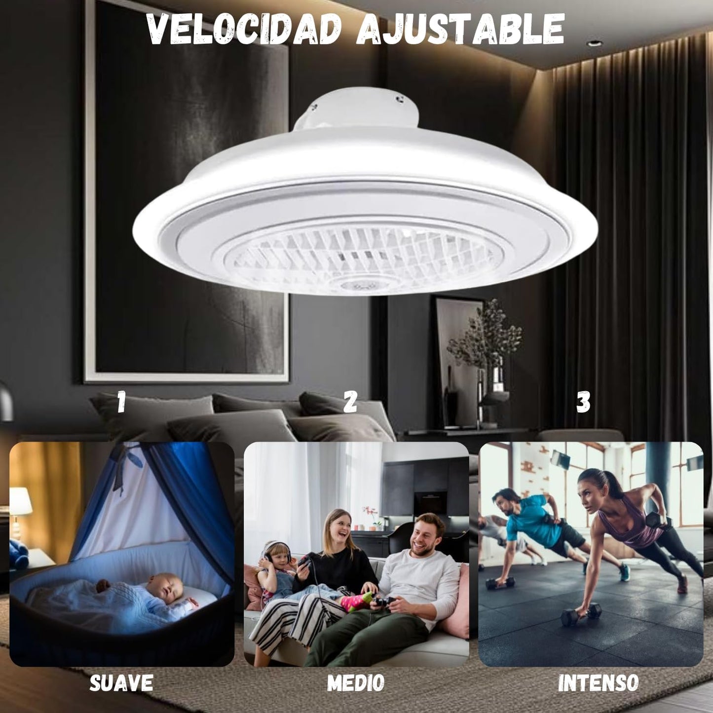 Ventilador de Techo con Luz Mega Luz 12" - Modelo MTC-16 (F60061)