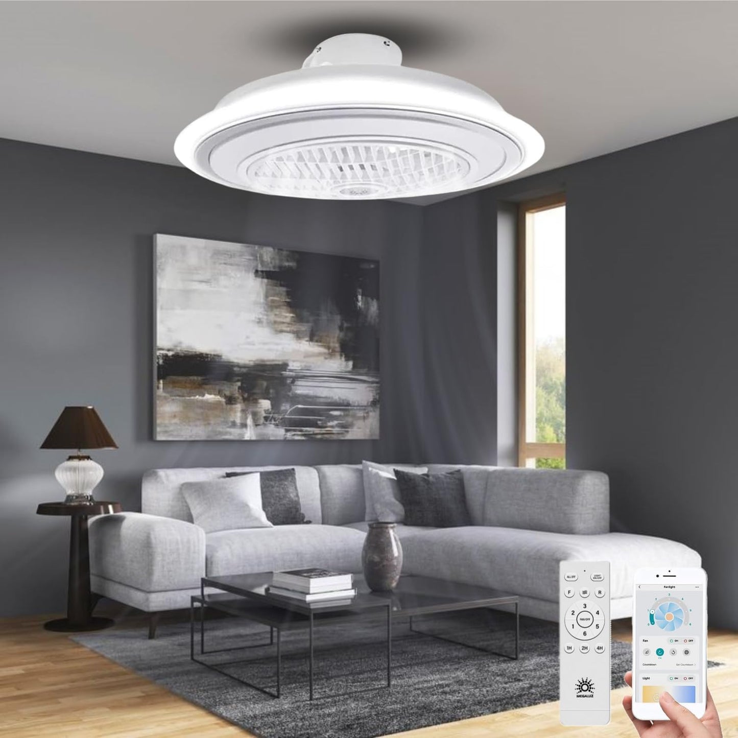 Ventilador de Techo con Luz Mega Luz 12" - Modelo MTC-16 (F60061)