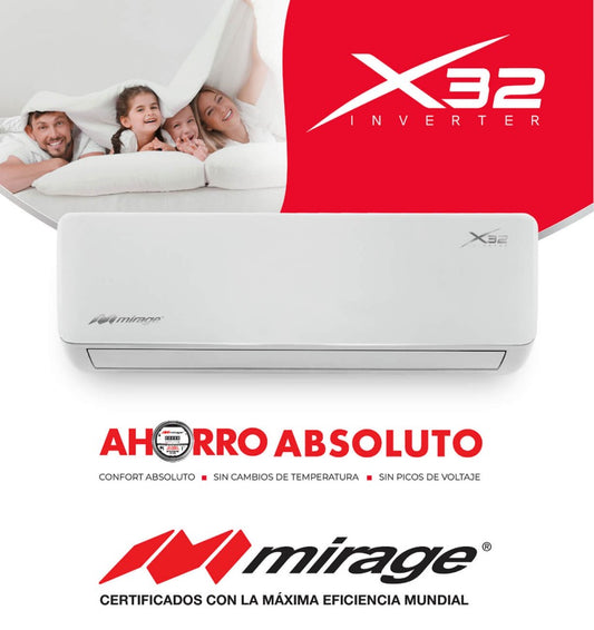 AIRE ACONDICIONADO - MIRAGE INVERTER - X 32 1.5 TON A 220 V